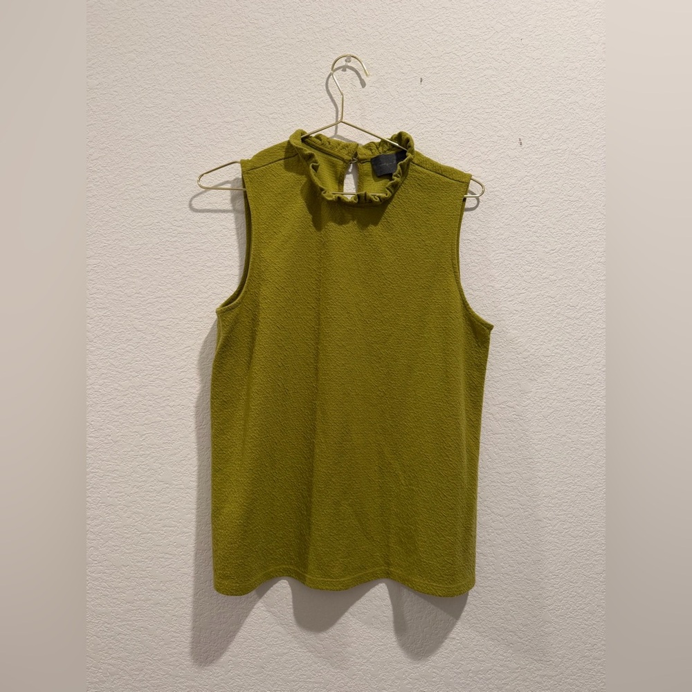 Anthropologie Sundays in Brooklyn green blouse knit turtleneck smock neck gauze